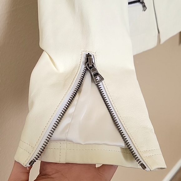 Alice + Olivia Womens Butter Yellow Cream Cam Lamb Leather Biker Jacket - Picture 8 of 16